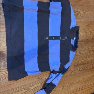 Maeve Brown  and  Purple  Striped Polo Sweater